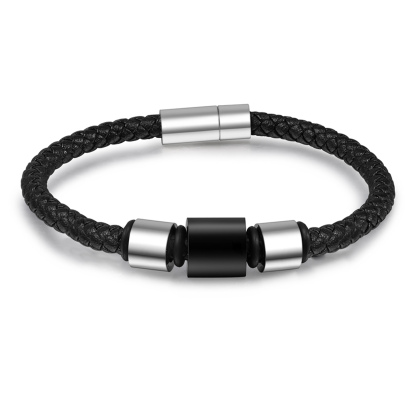 3 Names Personalised Men Leather Bracelet with Custom Name Beads - Gift for Dad | Jessemade