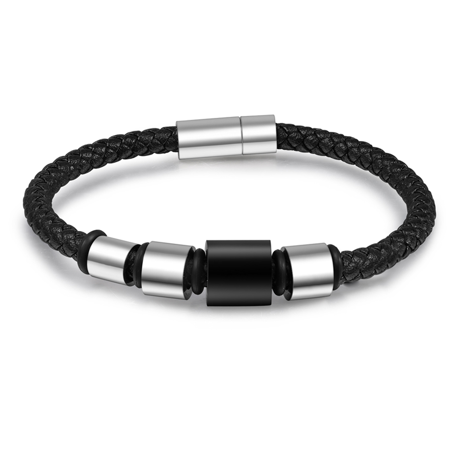 4 Names Personalised Men Leather Bracelet with Custom Name Beads - Gift for Dad | Jessemade