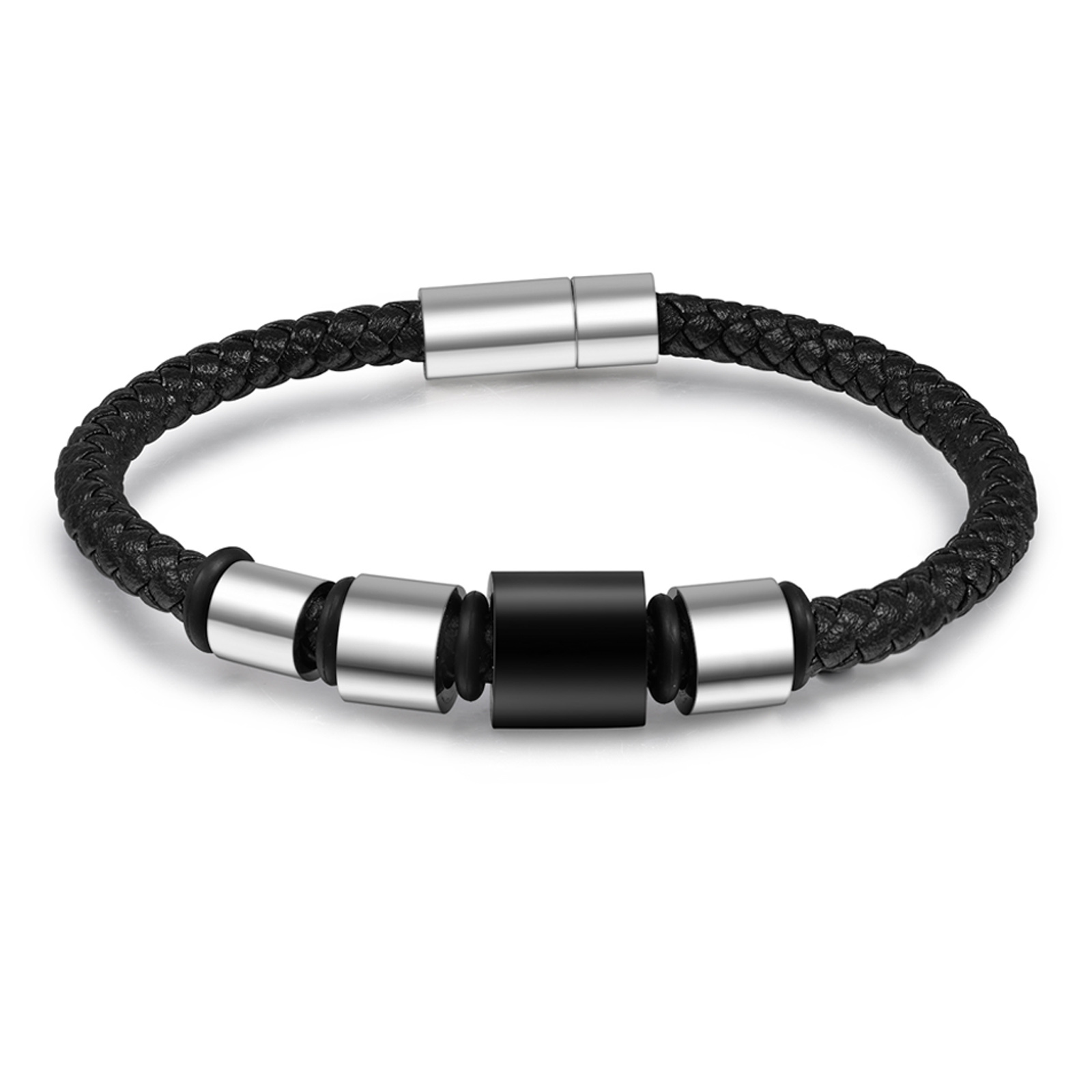 4 Names Personalised Men Leather Bracelet with Custom Name Beads - Gift for Dad | Jessemade