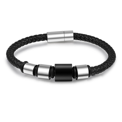 4 Names Personalised Men Leather Bracelet with Custom Name Beads - Gift for Dad | Jessemade