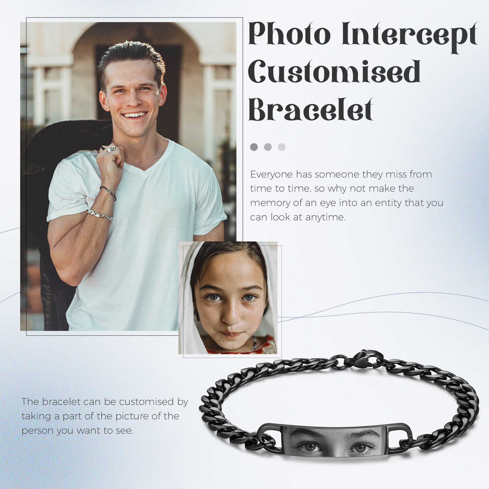 personalised Men's Bracelet Custom 1 Photo Black Stainless Steel Gifts for Him-Jessemade AU