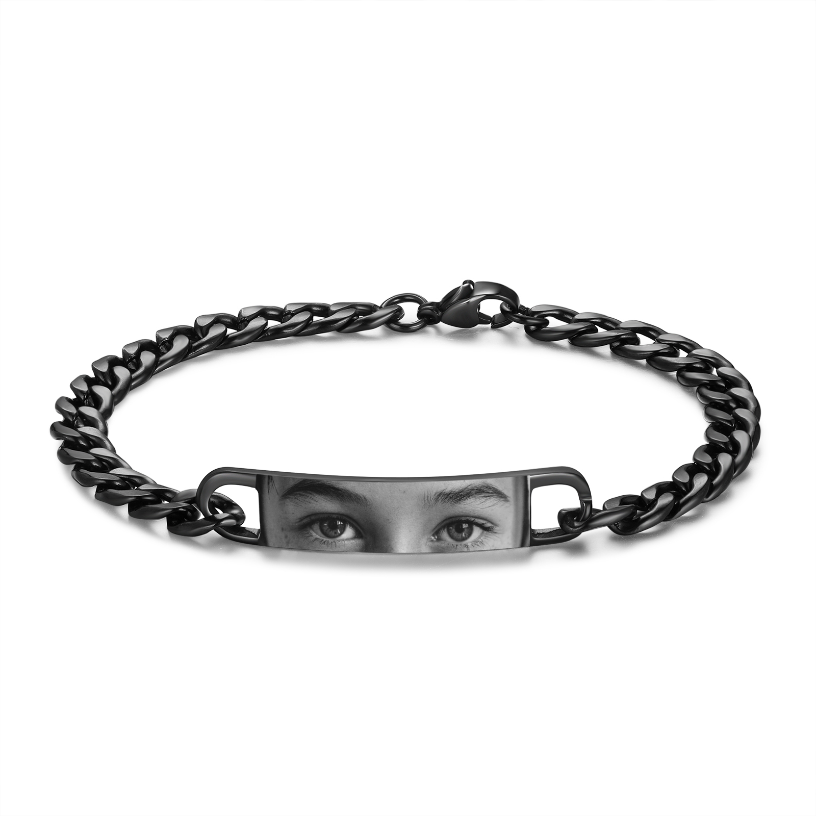 personalised Men's Bracelet Custom 1 Photo Black Stainless Steel Gifts for Him-Jessemade AU