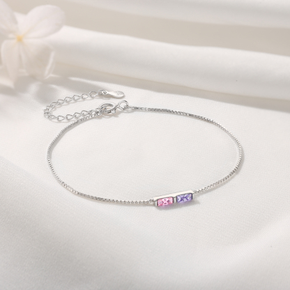 S925 Silver Custom 2 Birthstones Bracelet Gold Adjustable Bracelet Personalised Birthday Gift for Her
