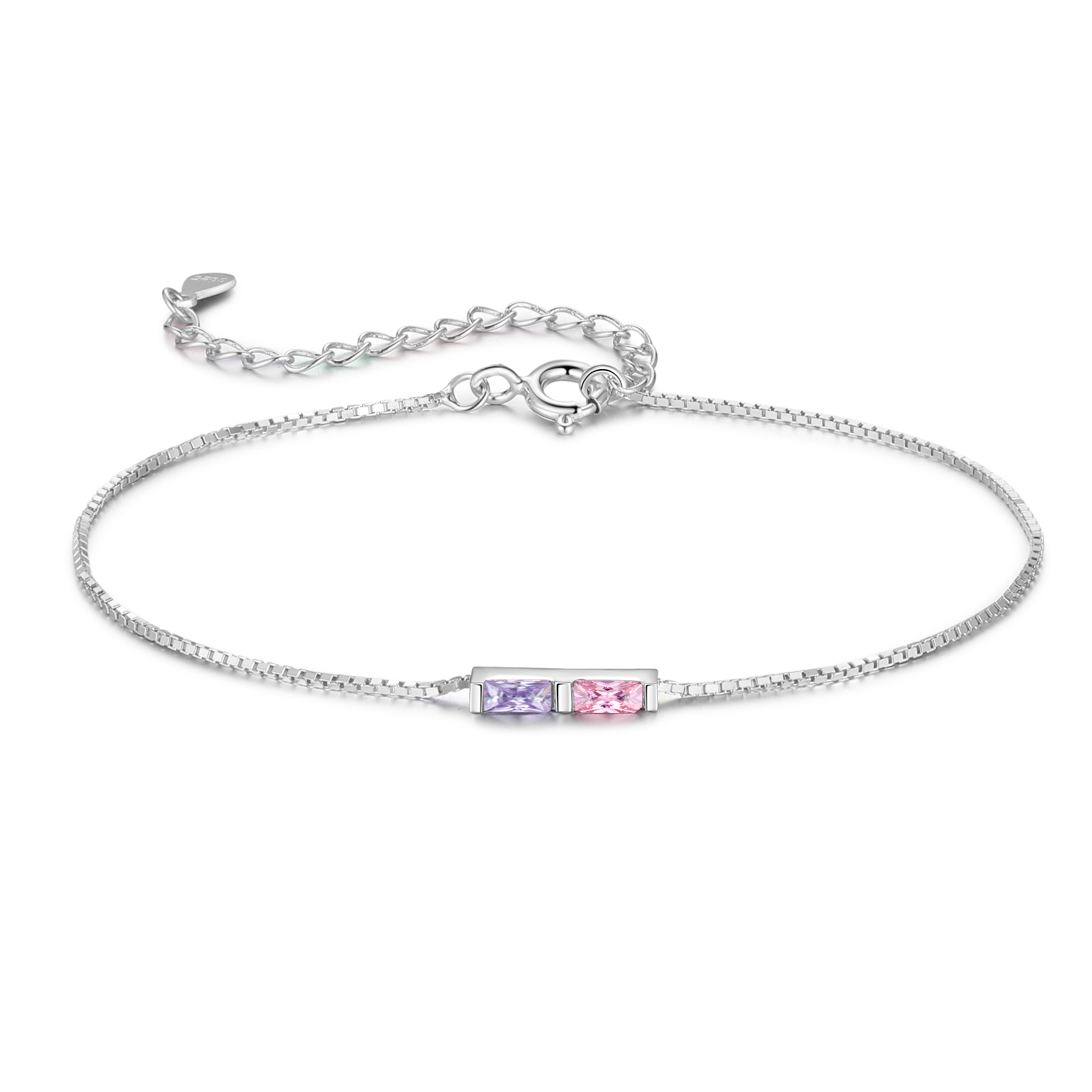 S925 Silver Custom 2 Birthstones Bracelet Gold Adjustable Bracelet Personalised Birthday Gift for Her