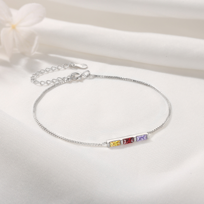 S925 Silver Custom 3 Birthstones Bracelet Gold Adjustable Bracelet Personalised Birthday Gift for Her