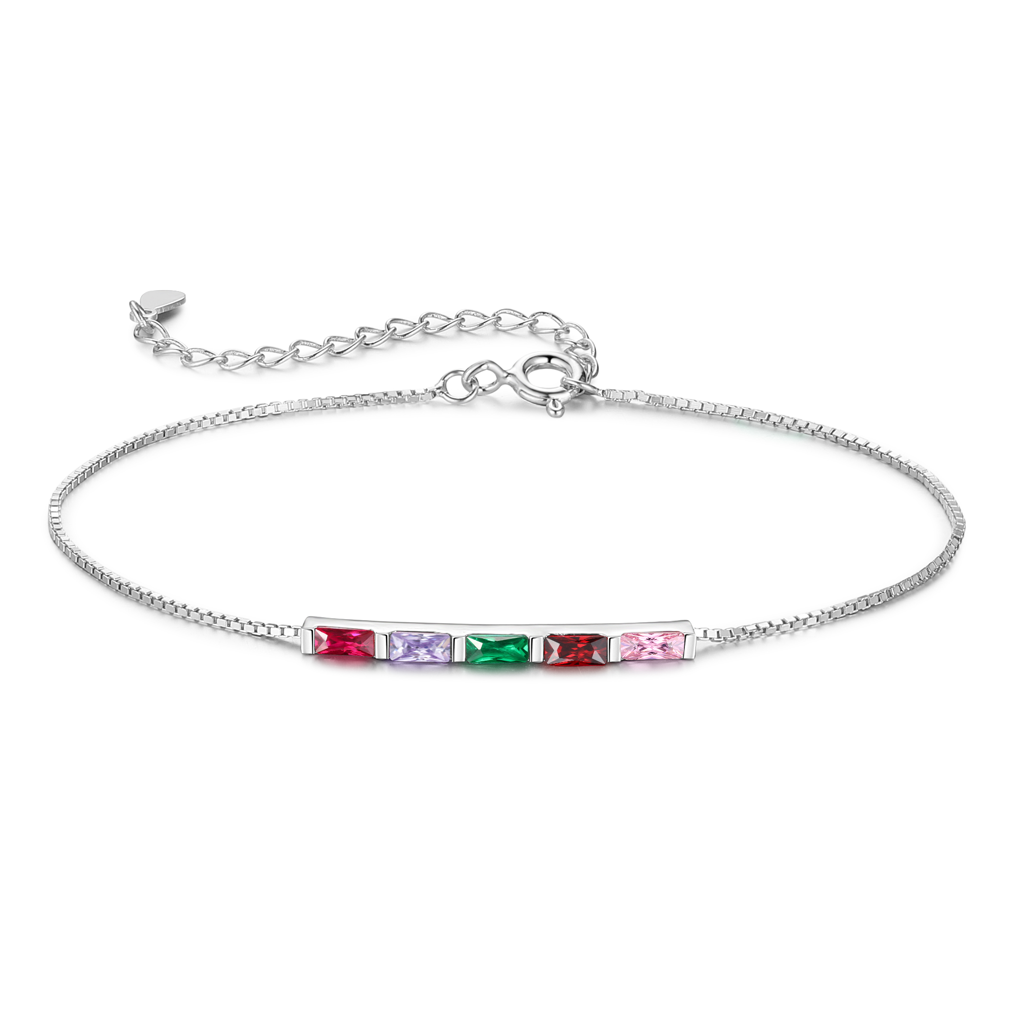 S925 Silver Custom 5 Birthstones Bracelet Gold Adjustable Bracelet Personalised Birthday Gift for Her