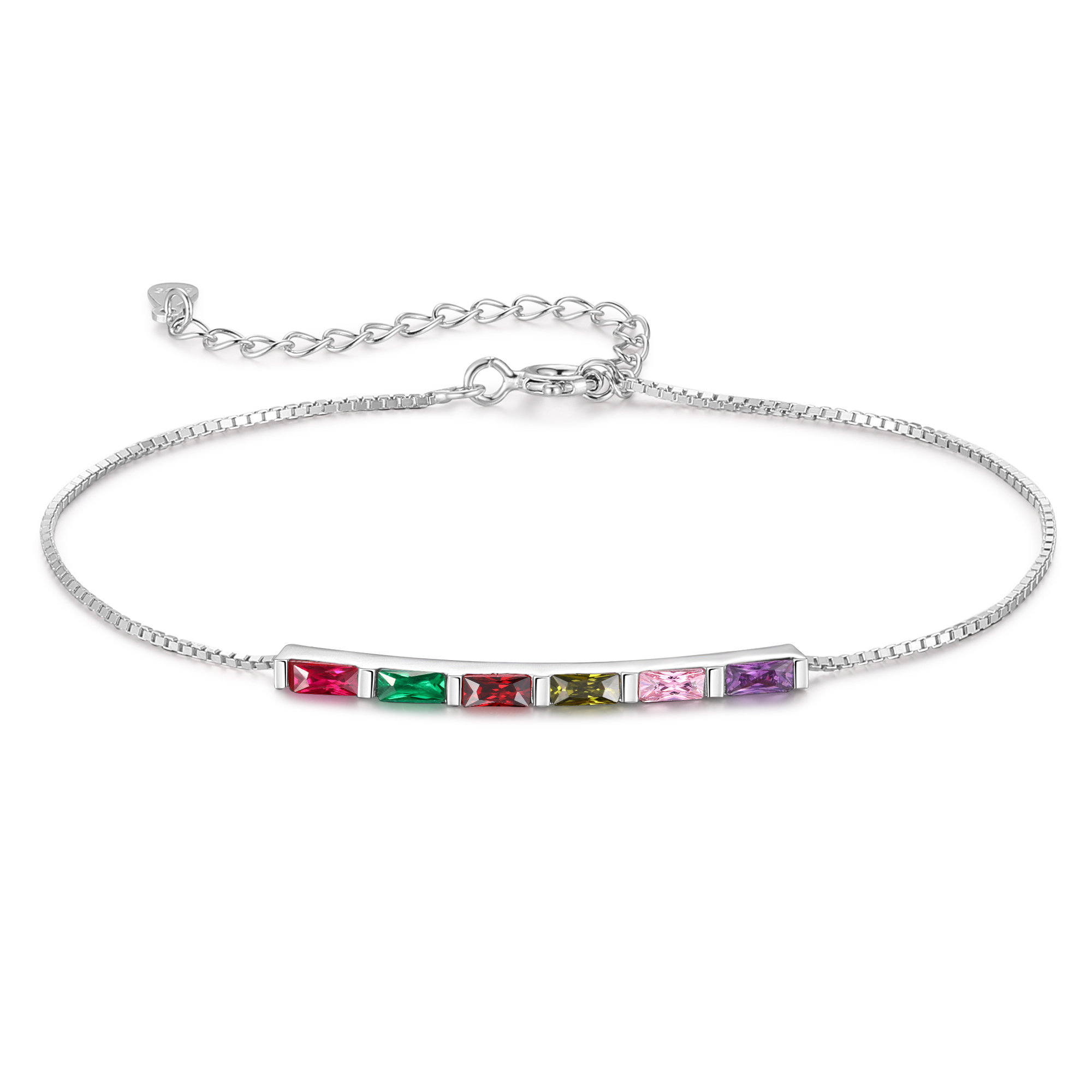 S925 Silver Custom 6 Birthstones Bracelet Gold Adjustable Bracelet Personalised Birthday Gift for Her