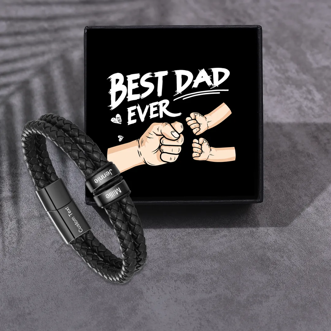 Personalised Men Bracelet with 2-6 Names & 1 Text - Custom Gift for Him | Jessemade
