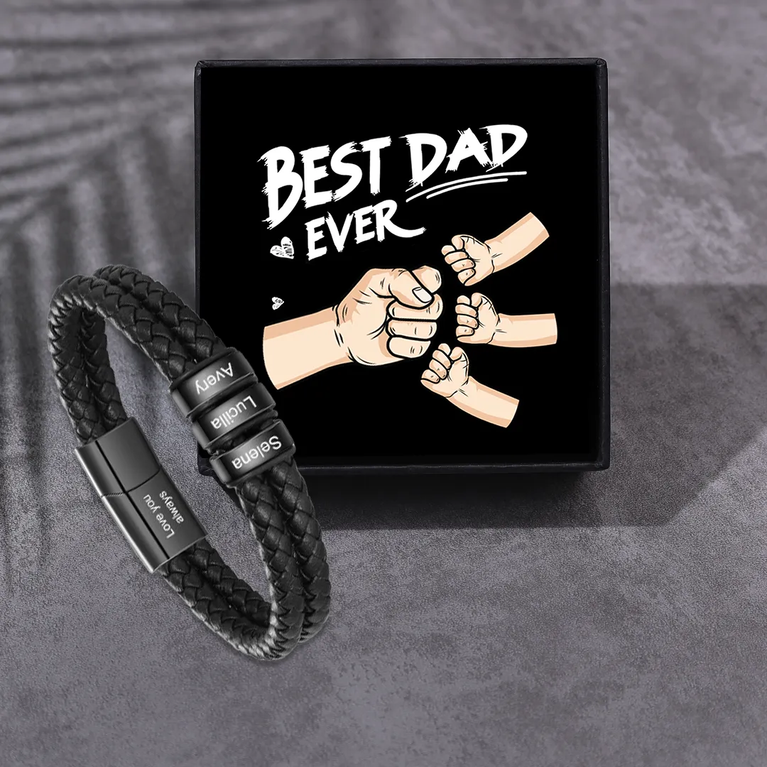 Personalised Men Bracelet with 2-6 Names & 1 Text - Custom Gift for Him | Jessemade