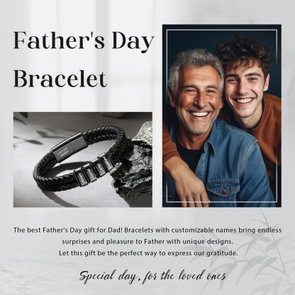 Personalised Men Bracelet with 4 Names & 1 Text - Custom Gift for Him | Jessemade