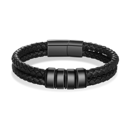 Personalised Men Bracelet with 4 Names & 1 Text - Custom Gift for Him | Jessemade