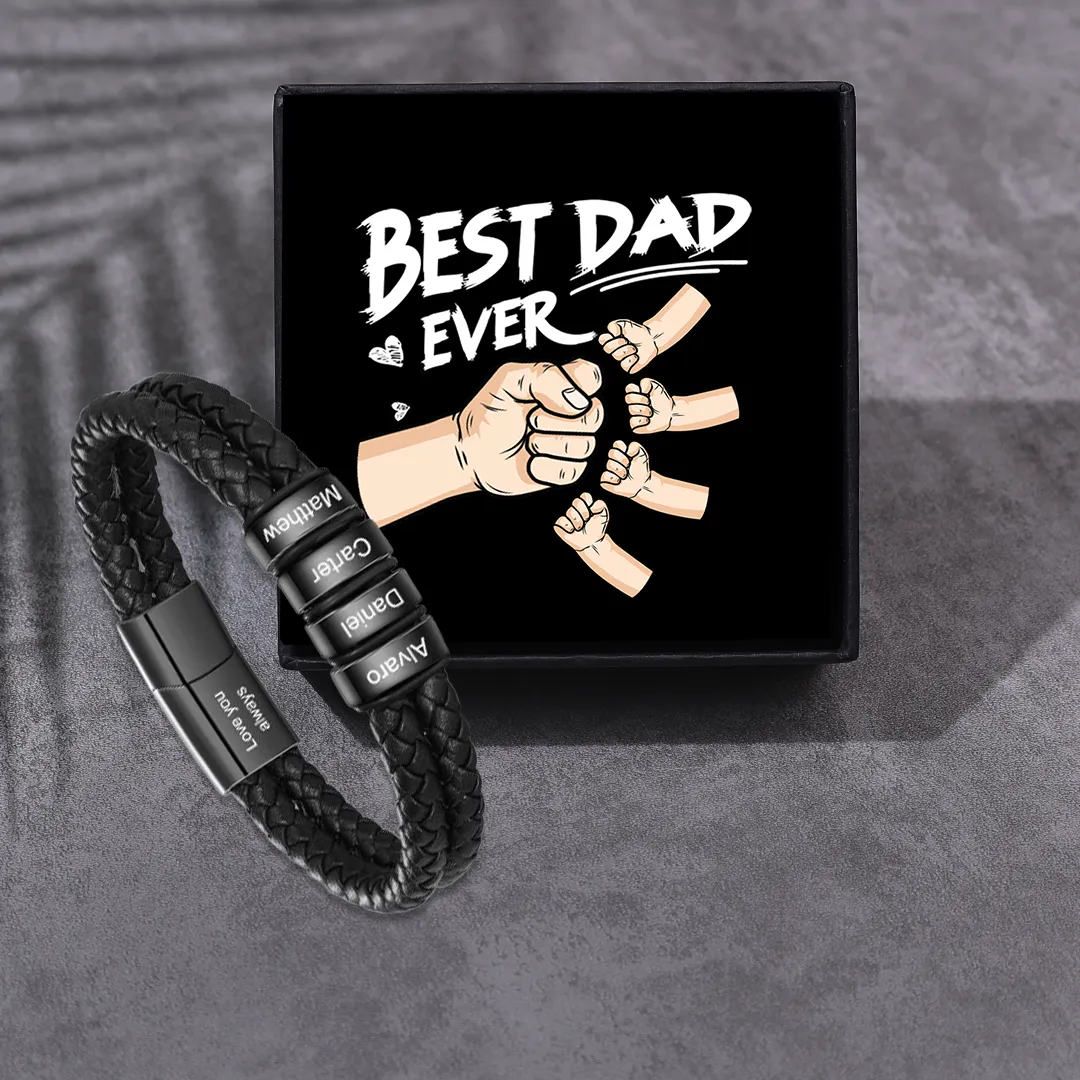 Personalised Men Bracelet with 2-6 Names & 1 Text - Custom Gift for Him | Jessemade