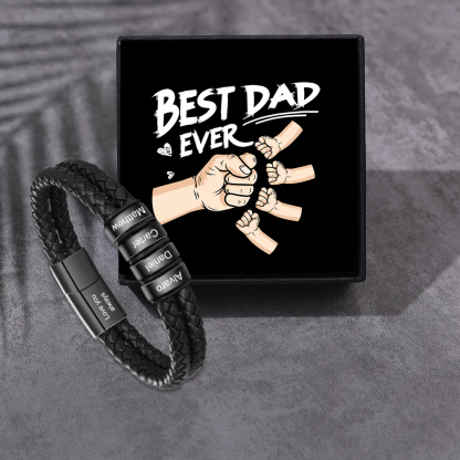 Personalised Men Bracelet with 2-6 Names & 1 Text - Custom Gift for Him | Jessemade