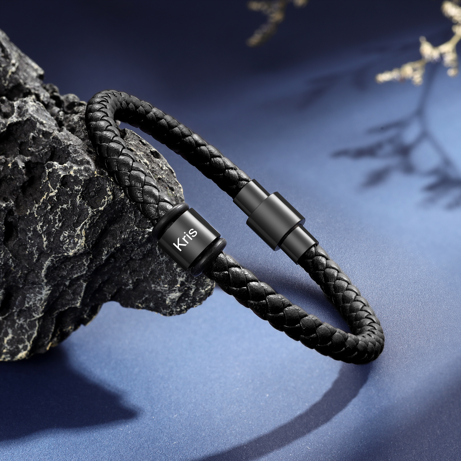 1 Name - Personalised Men's Leather Bracelet Custom Beaded Bracelets Fathers Day Gifts for Him-Jessemade AU