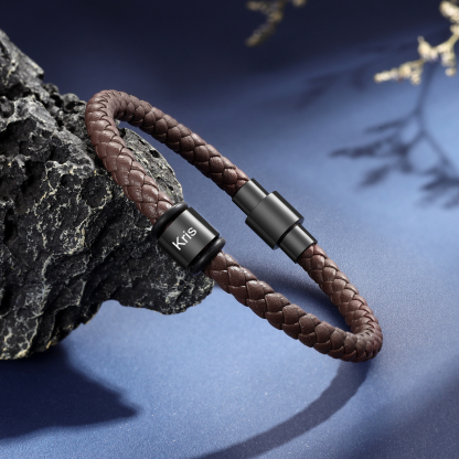 1 Name - Personalised Men's Leather Bracelet Custom Beaded Bracelets Fathers Day Gifts for Him-Jessemade AU