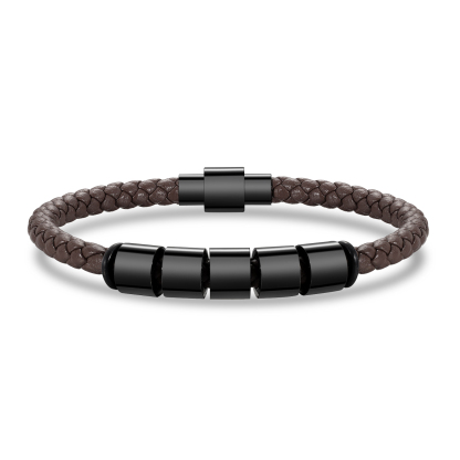 5 Names - Personalised Men's Leather Bracelet Custom Beaded Bracelets Fathers Day Gifts for Him-Jessemade AU
