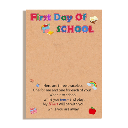 3PCS Adjustable Heart Bracelet Gift for Girl with Card Back to School Bracelet Set A Thoughtful Gift for Kids