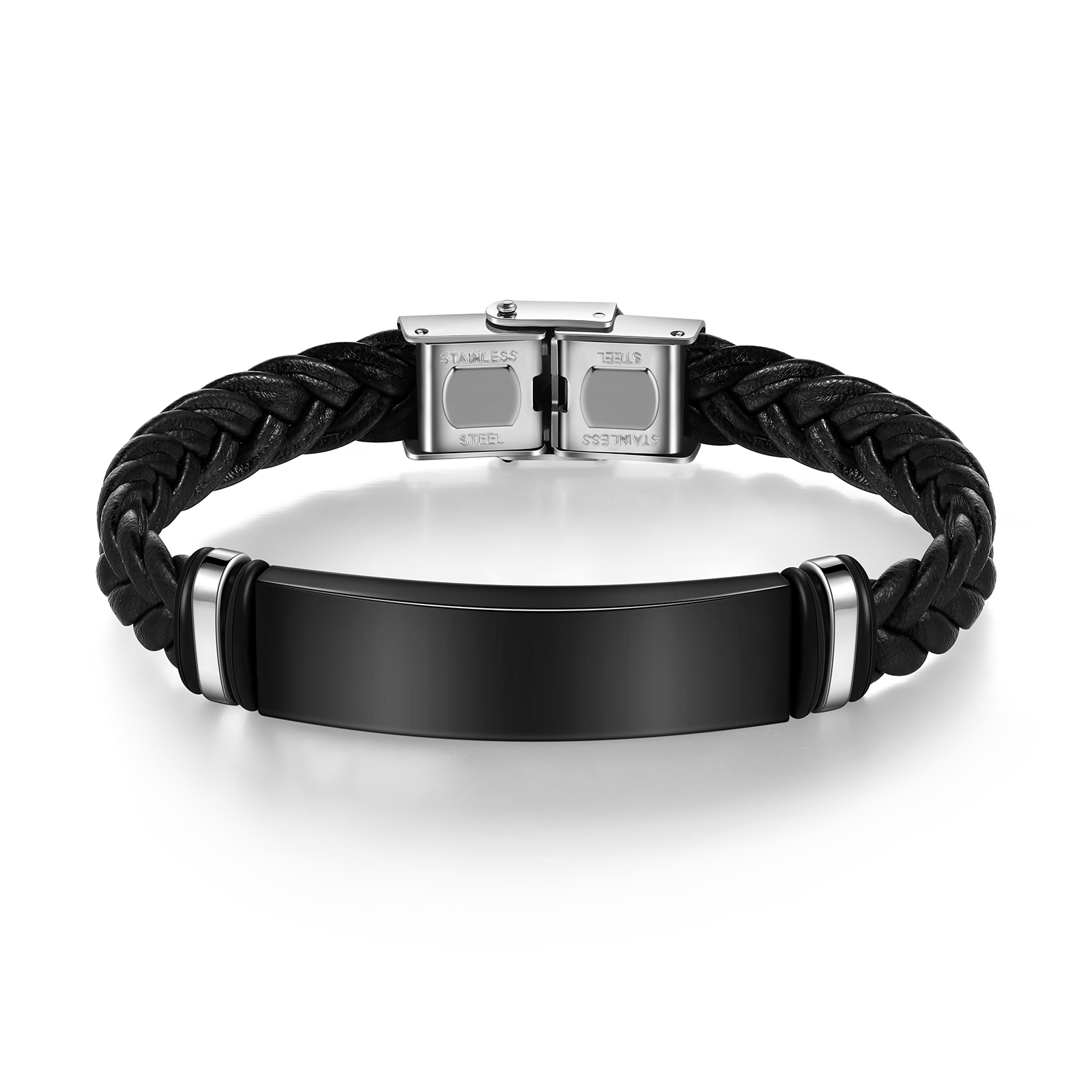 [Copy]personalised Men's Bracelet Custom 1 Photo Black Stainless Steel Gifts for Him