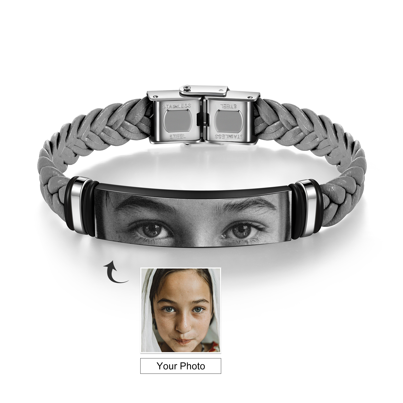 Personalised Men's Bracelet Custom 1 Photo Stainless Steel Gifts for Him-Jessemade AU