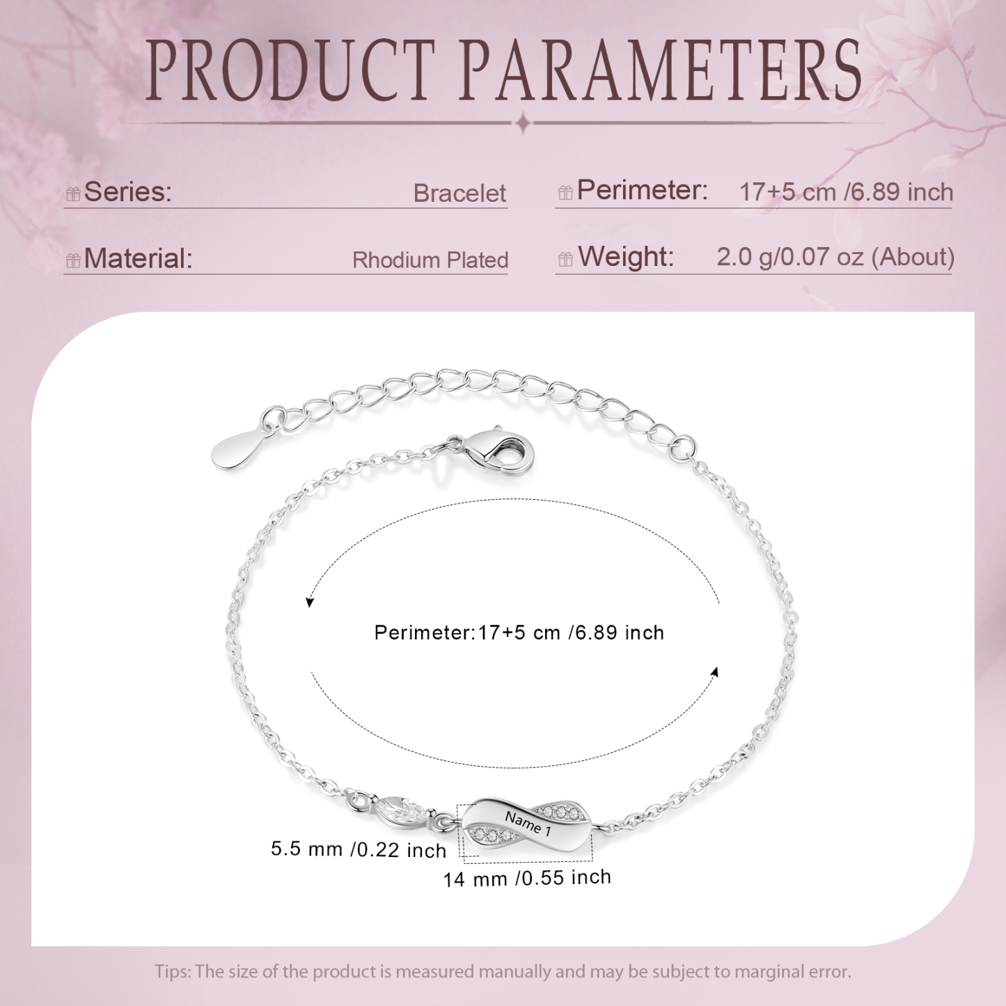 Infinity Bracelet Engraved with 1 Name Oval Shape Pesonalised Family Bracelet for Mum-Jessemade AU