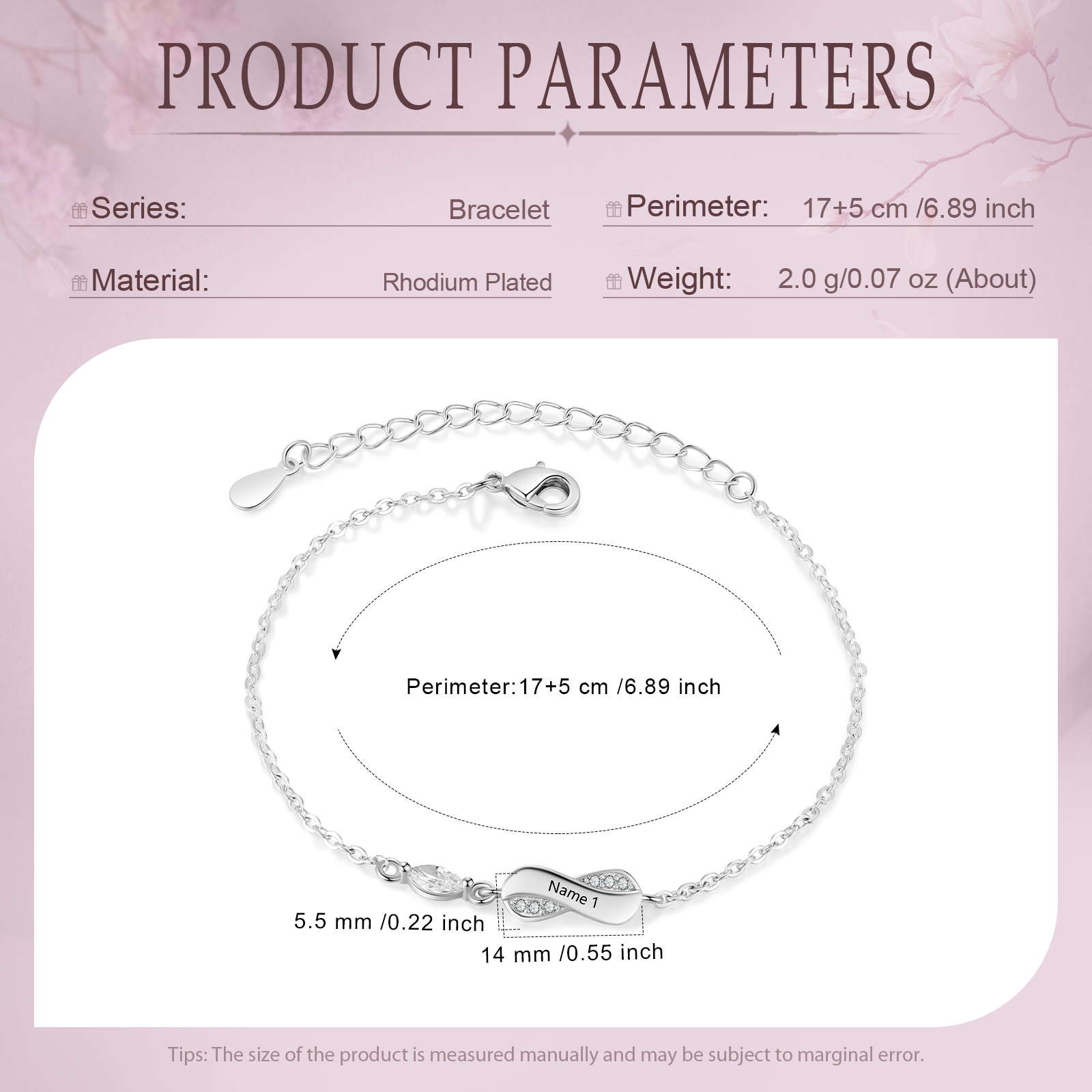 Infinity Bracelet Engraved with 1 Name Oval Shape Pesonalised Family Bracelet for Mum-Jessemade AU