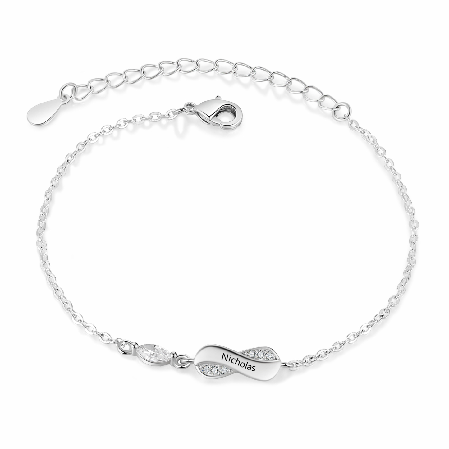 Infinity Bracelet Engraved with 1 Name Oval Shape Pesonalised Family Bracelet for Mum-Jessemade AU