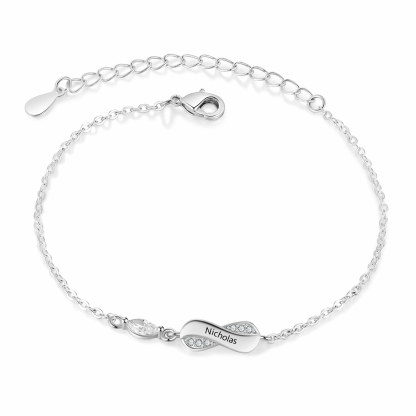 Infinity Bracelet Engraved with 1 Name Oval Shape Pesonalised Family Bracelet for Mum-Jessemade AU