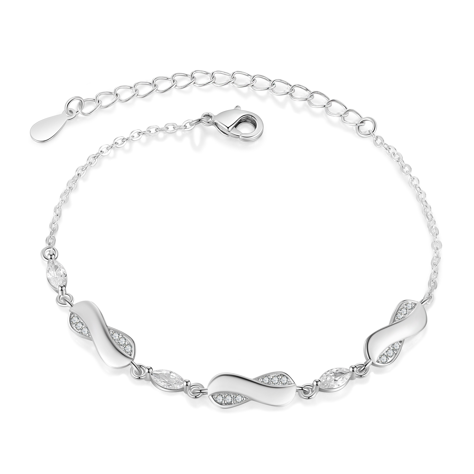 Infinity Bracelet Engraved with 3 Names Oval Shape Pesonalised Family Bracelet for Mum-Jessemade AU