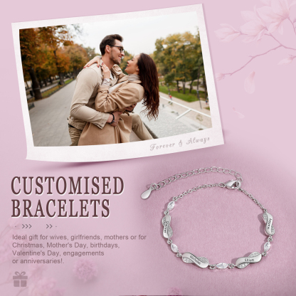 Infinity Bracelet Personalised with 4 Names Oval Shape Family Bracelet for Mum-Jessemade AU