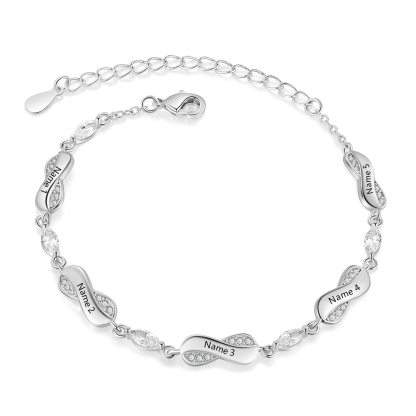 Infinity Bracelet Personalised with 5 Names Oval Shape Family Bracelet for Mum-Jessemade AU