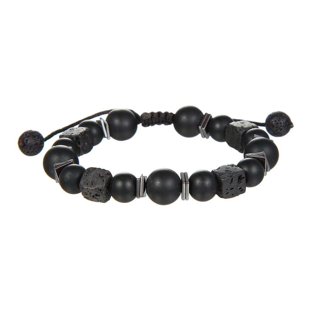 Volcanic Stone Bracelet Beads Bracelet Adjustable Black Gift for Him-Jessemade AU