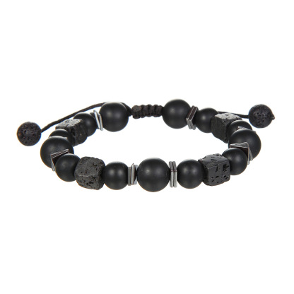 Volcanic Stone Bracelet Beads Bracelet Adjustable Black Gift for Him-Jessemade AU