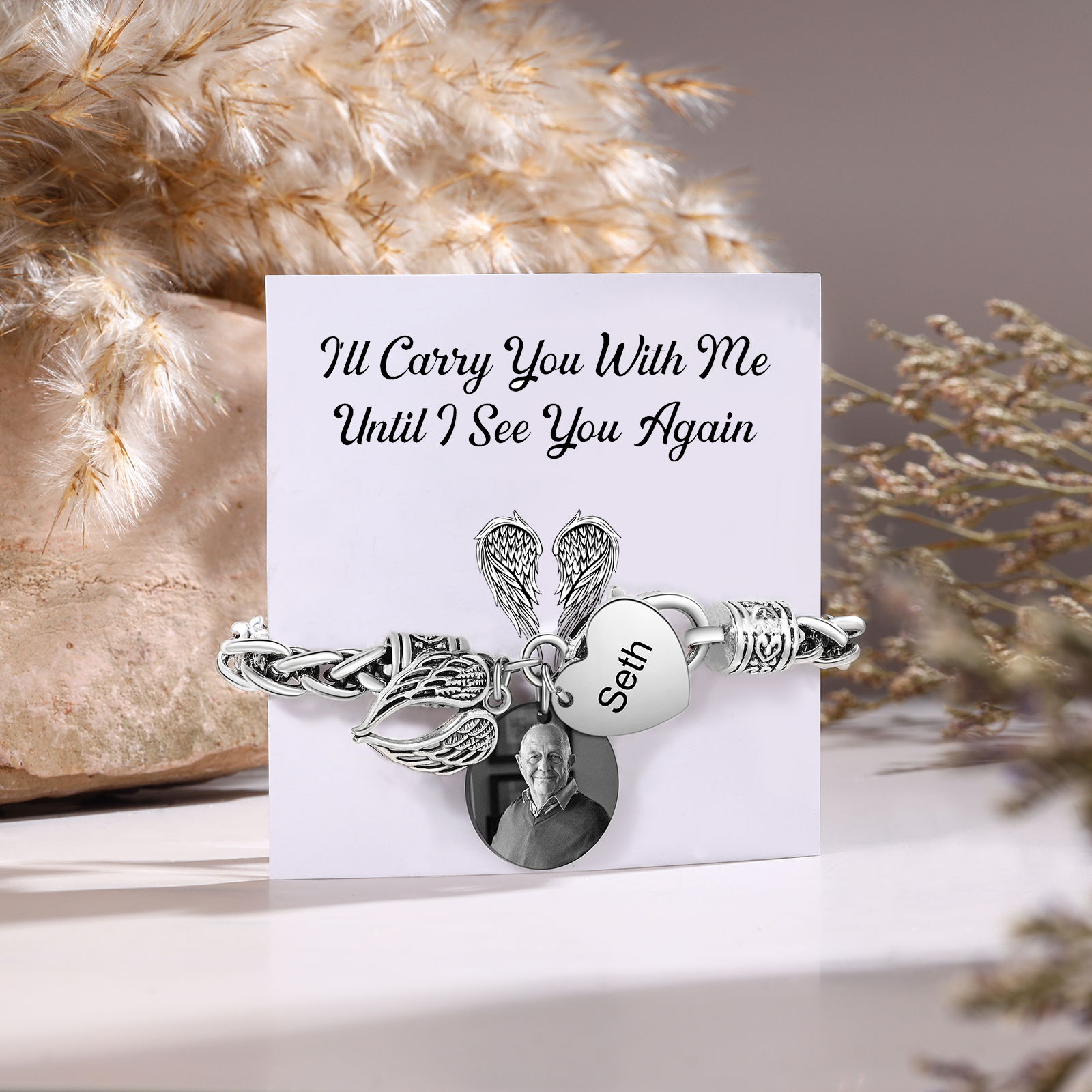 Angel Wing Memorial Bracelet Custom Photo & Name Bracelet Personalised Gifts