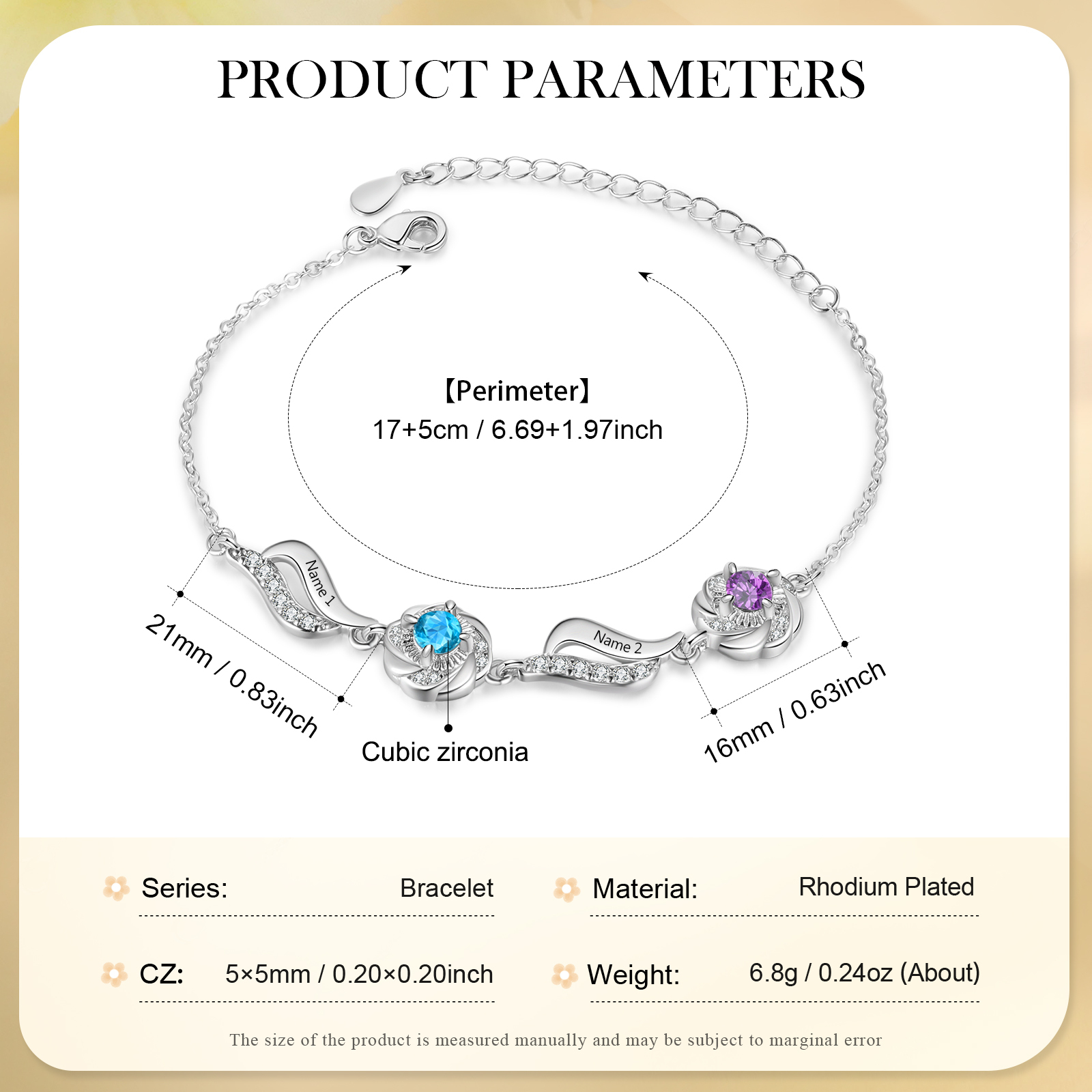 2 Names Personalised Birthstone Bracelet A Unique Gift with Custom Names & Birthstones Gift For Her-Jessemade AU