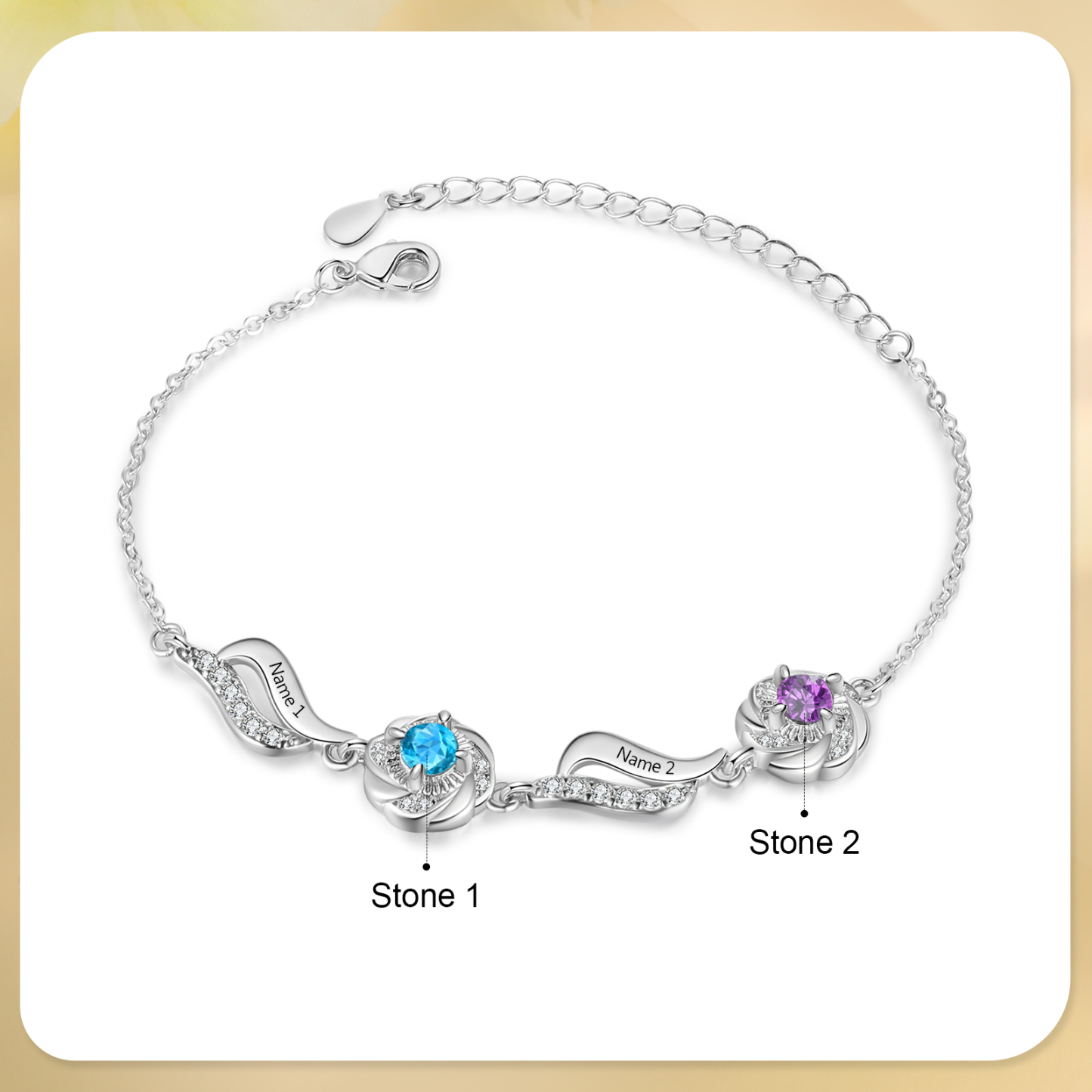 2 Names Personalised Birthstone Bracelet A Unique Gift with Custom Names & Birthstones Gift For Her-Jessemade AU