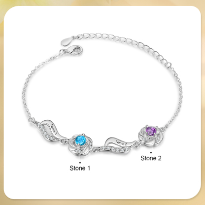 2 Names Personalised Birthstone Bracelet A Unique Gift with Custom Names & Birthstones Gift For Her-Jessemade AU