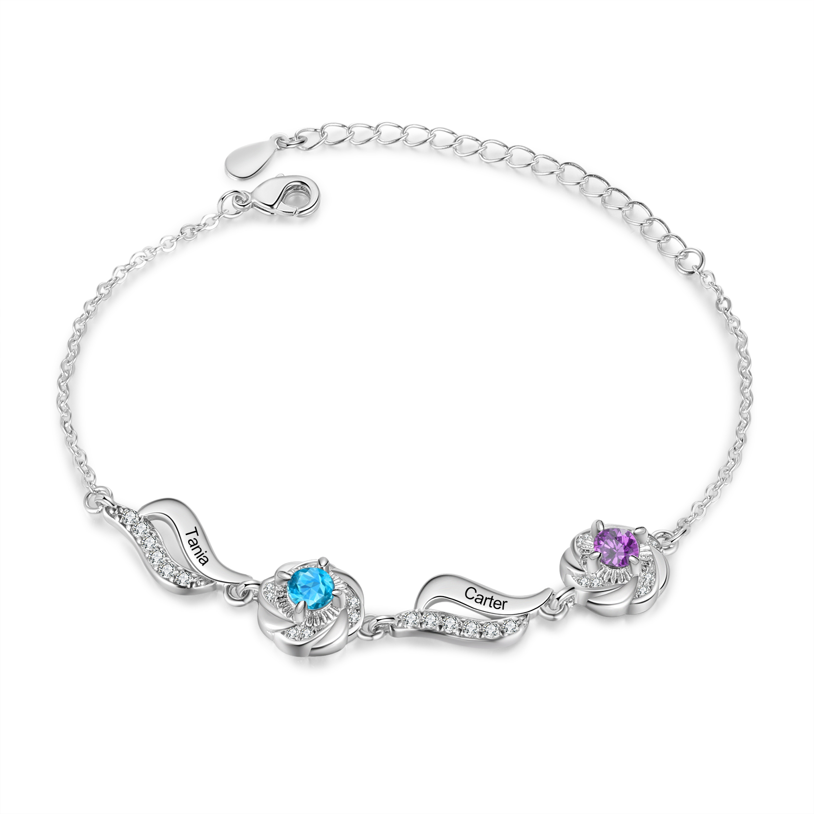2 Names Personalised Birthstone Bracelet A Unique Gift with Custom Names & Birthstones Gift For Her-Jessemade AU