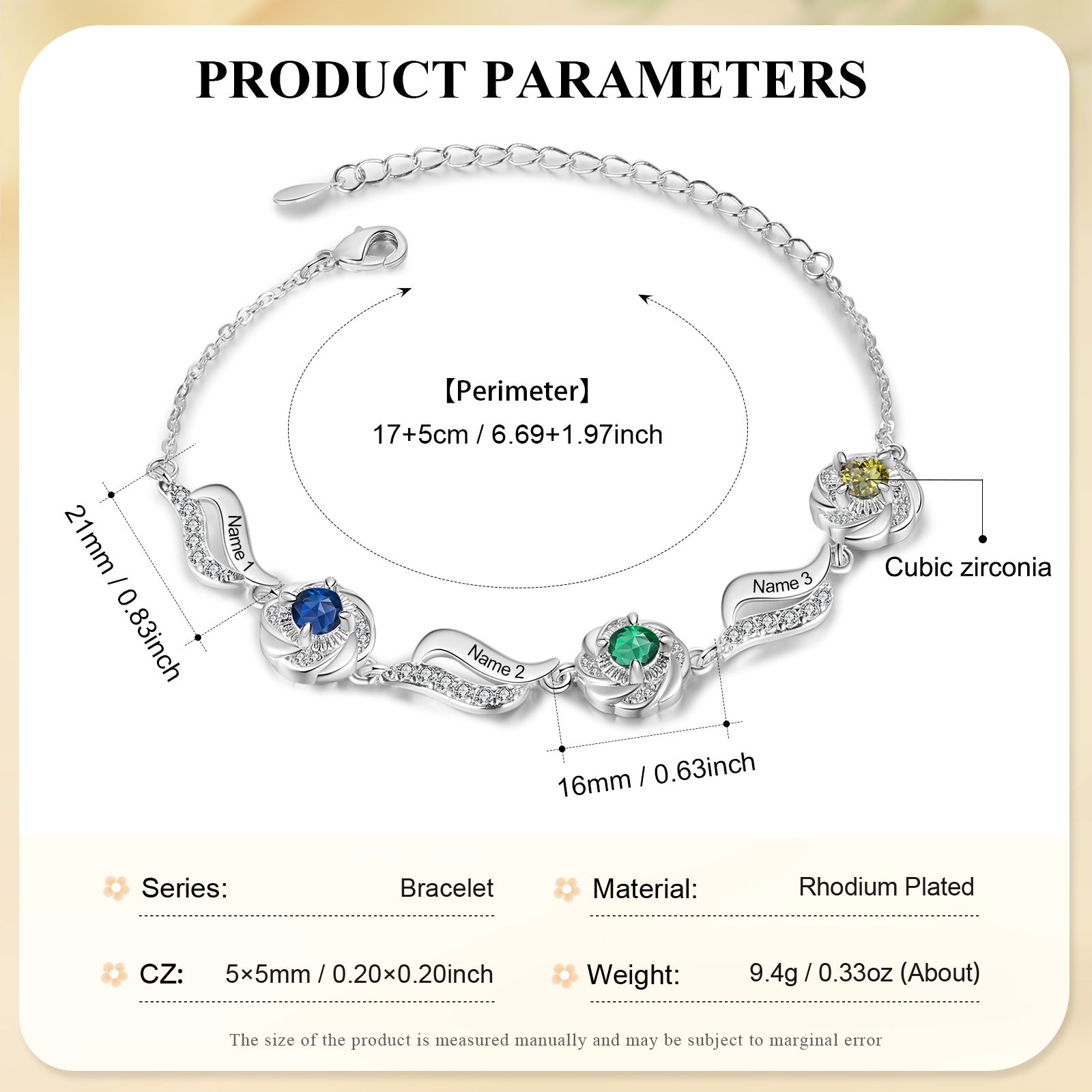 3 Names Personalised Birthstone Bracelet A Unique Gift with Custom Names & Birthstones Gift For Her-Jessemade AU