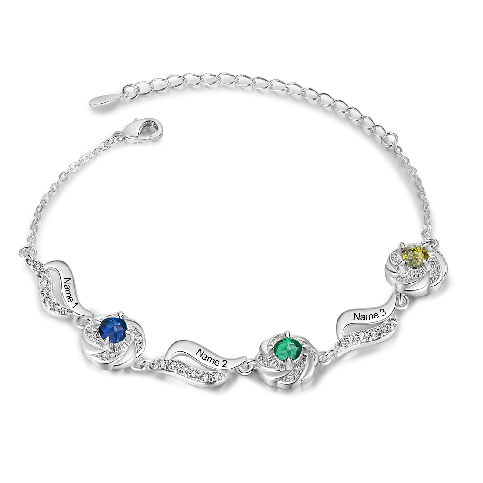 3 Names Personalised Birthstone Bracelet A Unique Gift with Custom Names & Birthstones Gift For Her-Jessemade AU