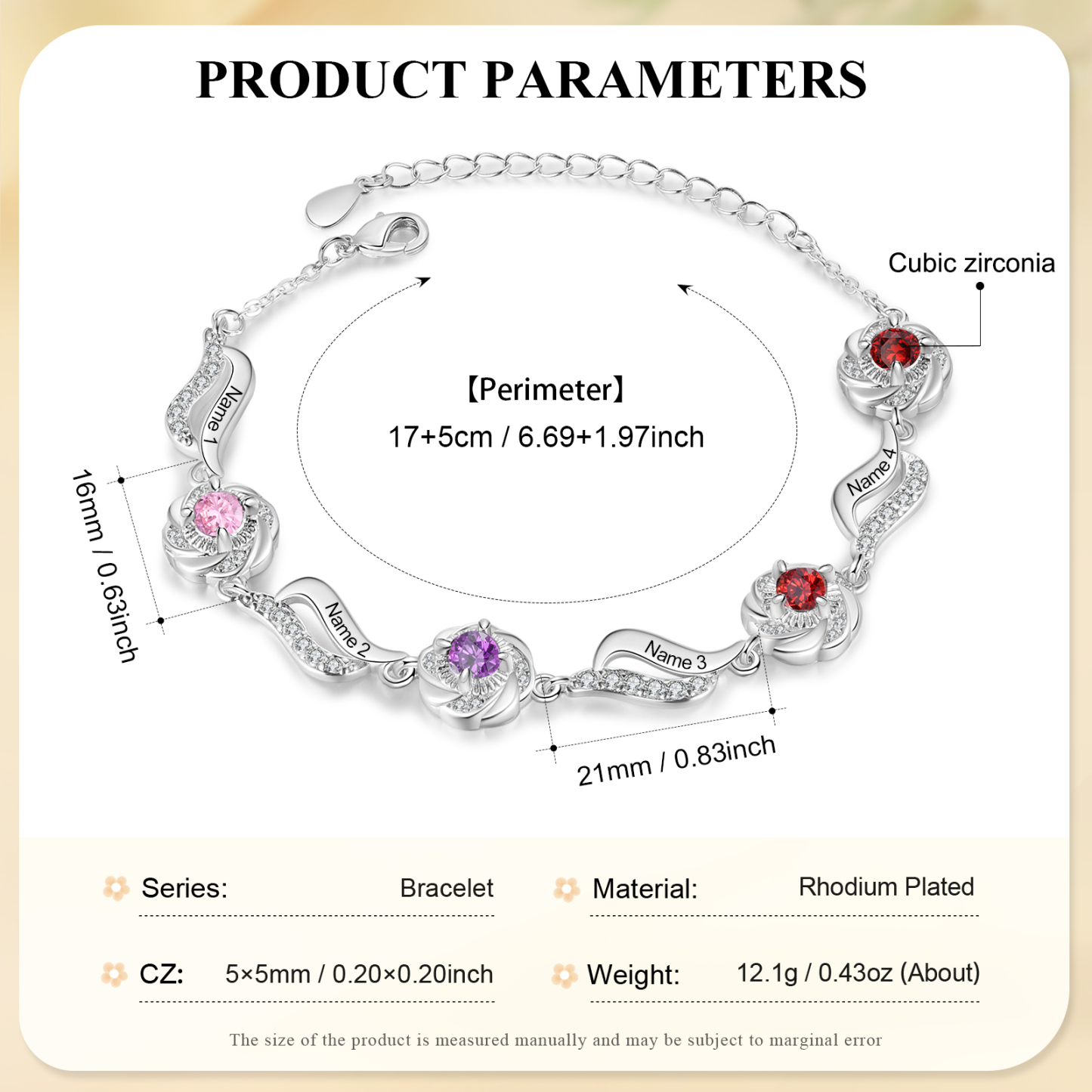 4 Names Personalised Birthstone Bracelet with Custom Names A Unique Keepsake for Cherished Bonds-Jessemade AU