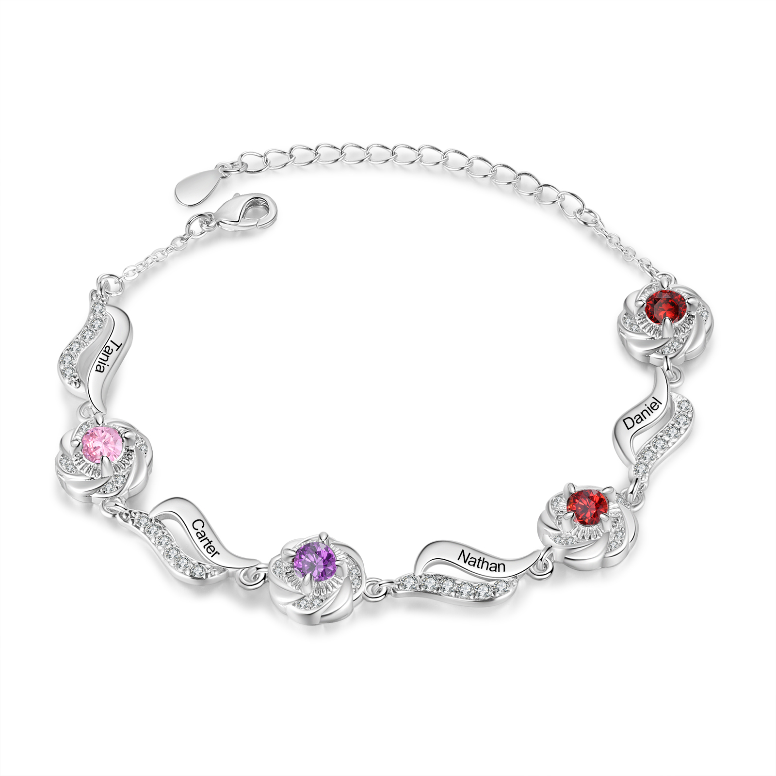 4 Names Personalised Birthstone Bracelet with Custom Names A Unique Keepsake for Cherished Bonds-Jessemade AU