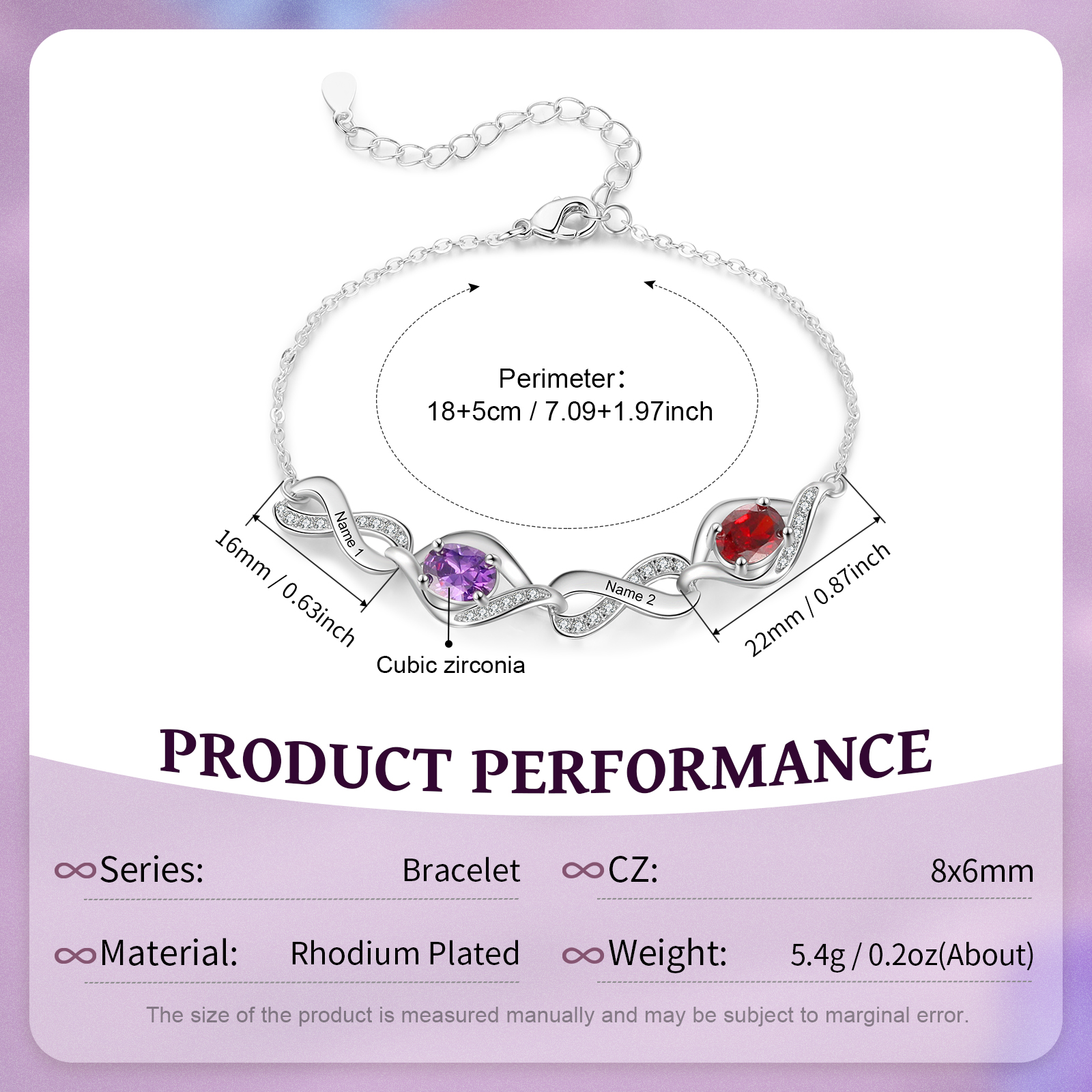 Personalised Bracelet with 2 Names & Birthstones A Unique Gift of Friendship & Love-Jessemade AU