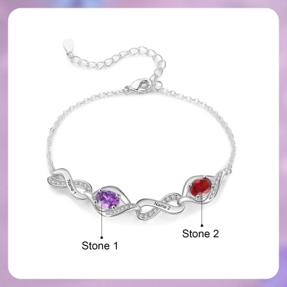 Personalised Bracelet with 2 Names & Birthstones A Unique Gift of Friendship & Love-Jessemade AU
