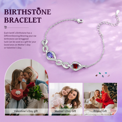 Personalised Bracelet with 2 Names & Birthstones A Unique Gift of Friendship & Love-Jessemade AU