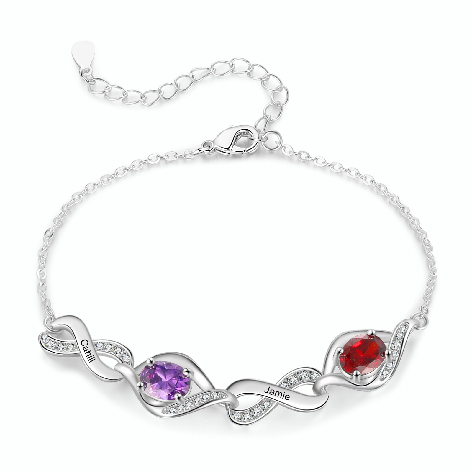 Personalised Bracelet with 2 Names & Birthstones A Unique Gift of Friendship & Love-Jessemade AU