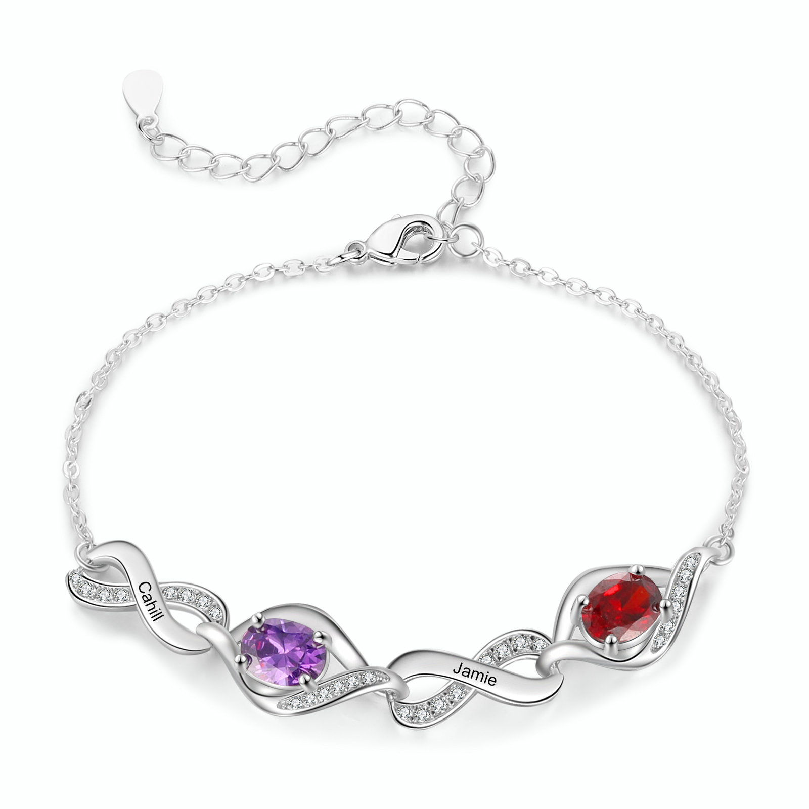 Personalised Bracelet with 2 Names & Birthstones A Unique Gift of Friendship & Love-Jessemade AU