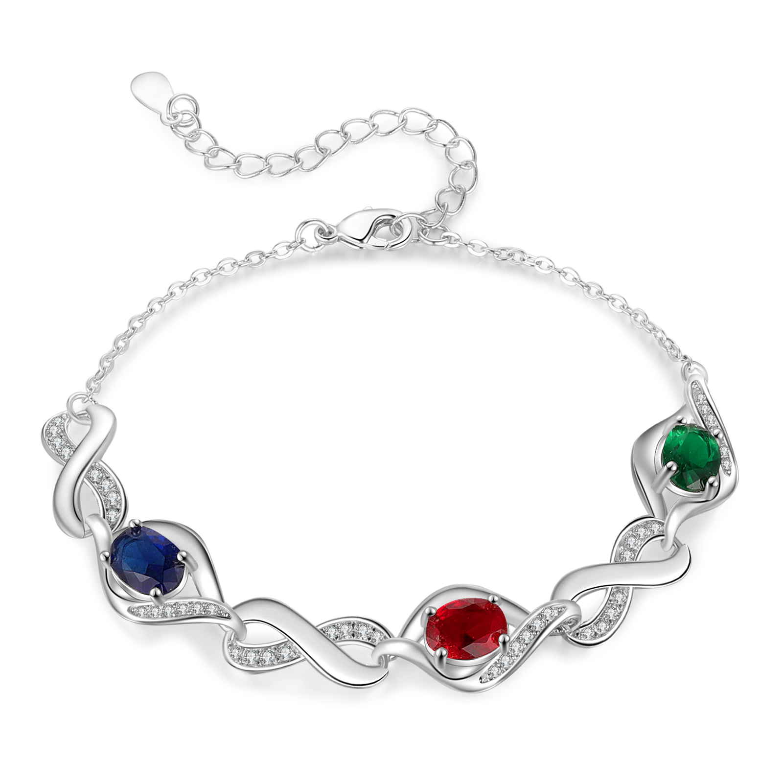 Personalised Infinity Bracelet with 3 Names & 3 Birthstones Custom Friendship & Love Jewelry-Jessemade AU