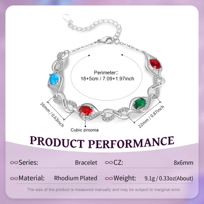 Personalised Infinity Bracelet with 4 Names & Birthstones A Unique Gift for Friends-Jessemade AU