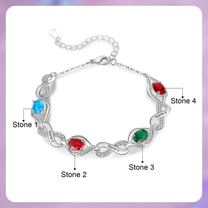 Personalised Infinity Bracelet with 4 Names & Birthstones A Unique Gift for Friends-Jessemade AU