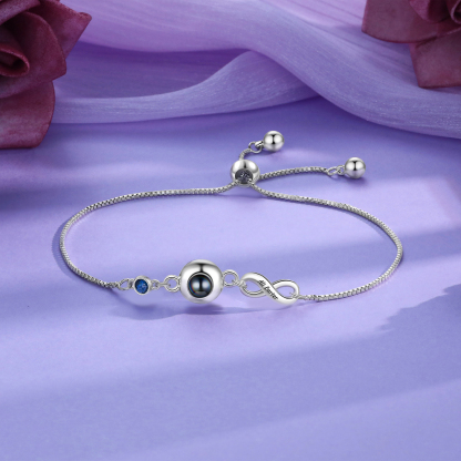 Custom Projection Bracelet with Personalised Photo and Birthstones A Heartfelt Gift for Her